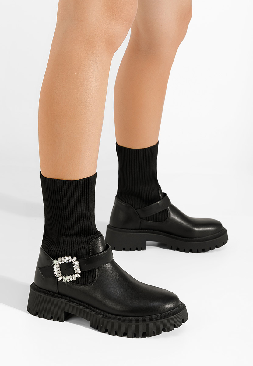 Stivaletti donna tipo calzino Taera Nero