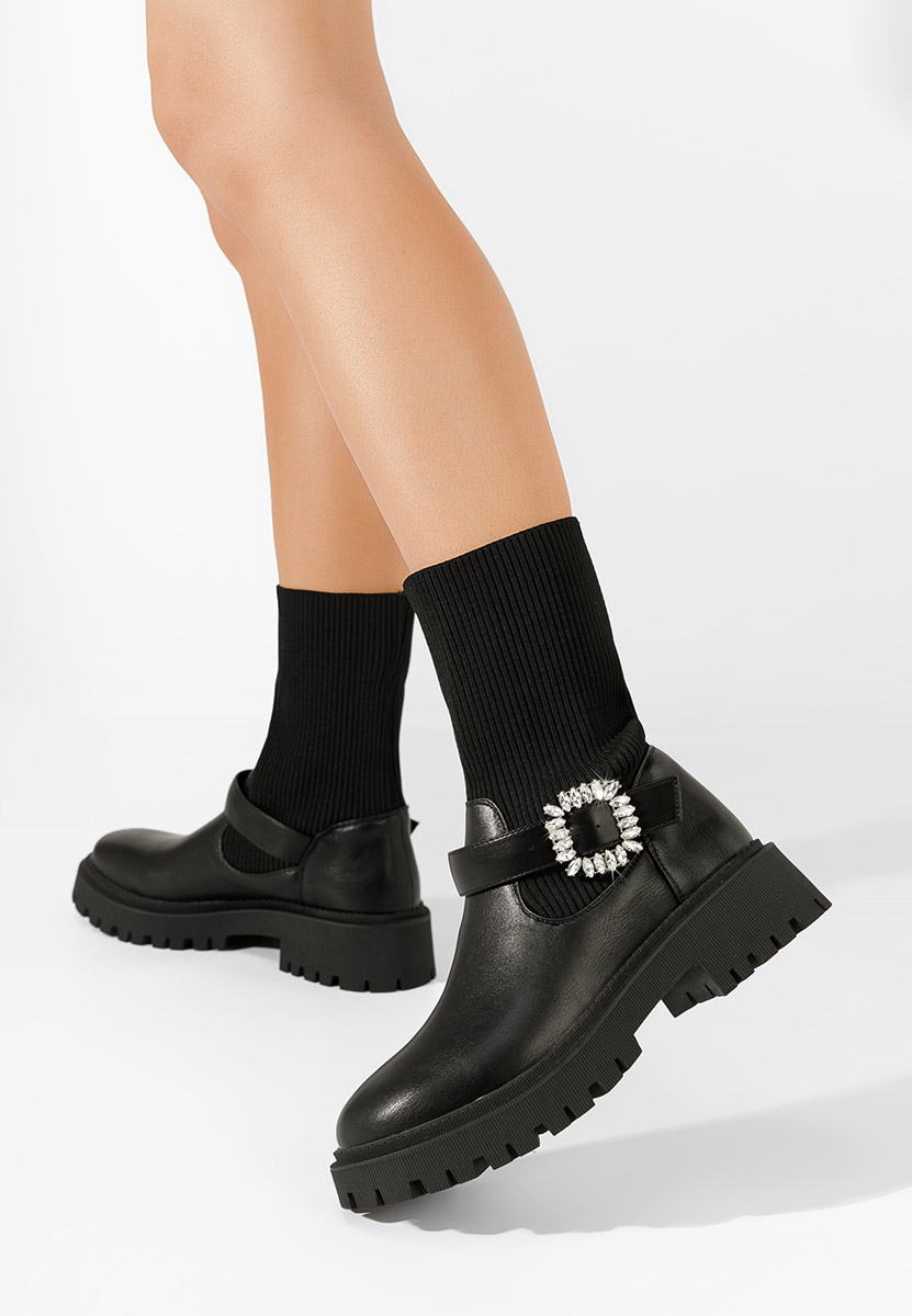 Stivaletti donna tipo calzino Taera Nero