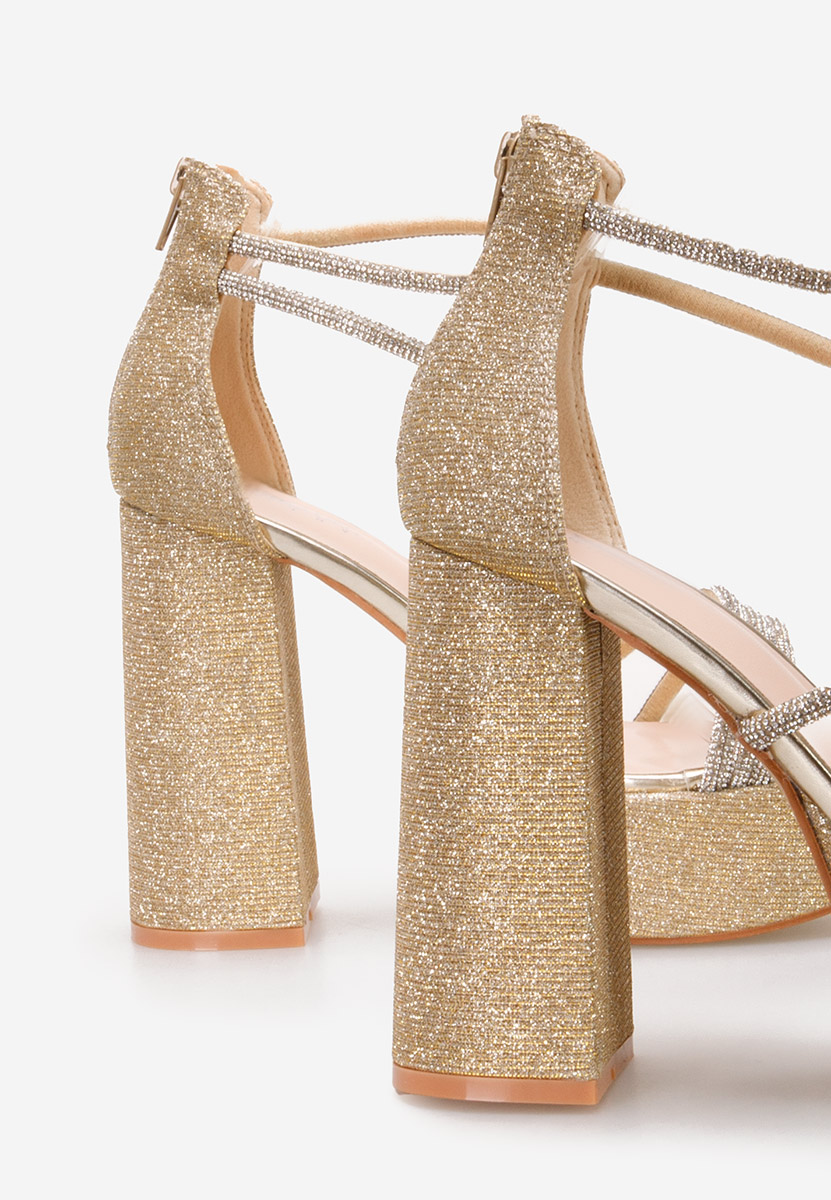 Sandali con tacco largo e plateau Casilda oro