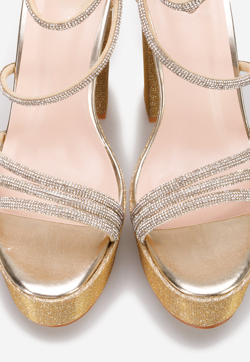 Sandali con tacco largo e plateau Casilda oro