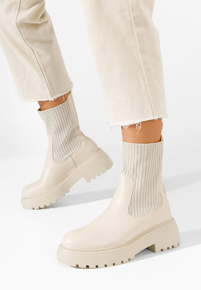 Stivaletti donna tipo calzino Ezora Beige