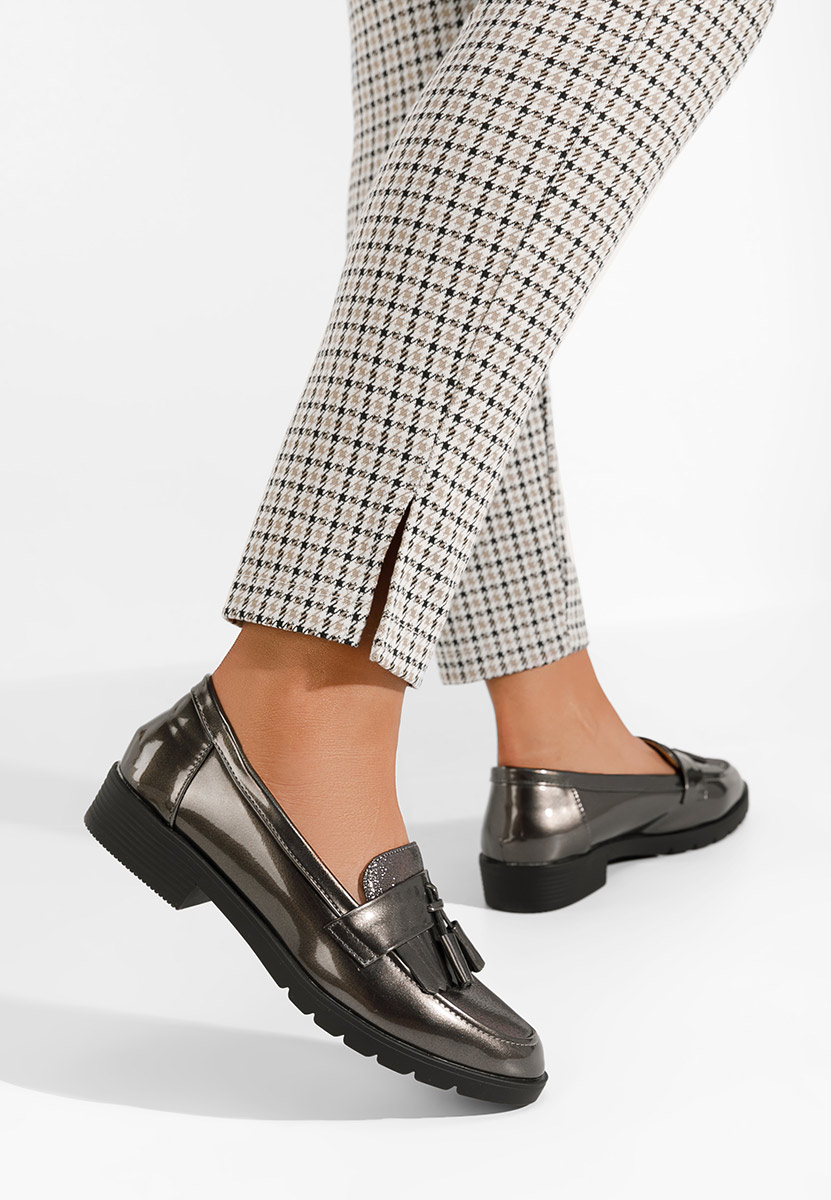 Mocassini da donna in vernice Luciara grigio