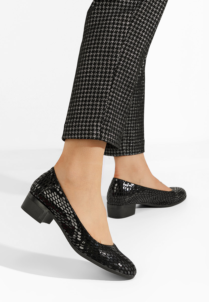 Décolleté tacco largo in pelle Montremy V4 nero