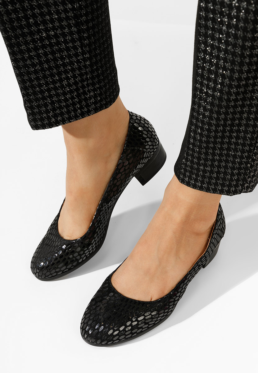 Décolleté tacco largo in pelle Montremy V4 nero