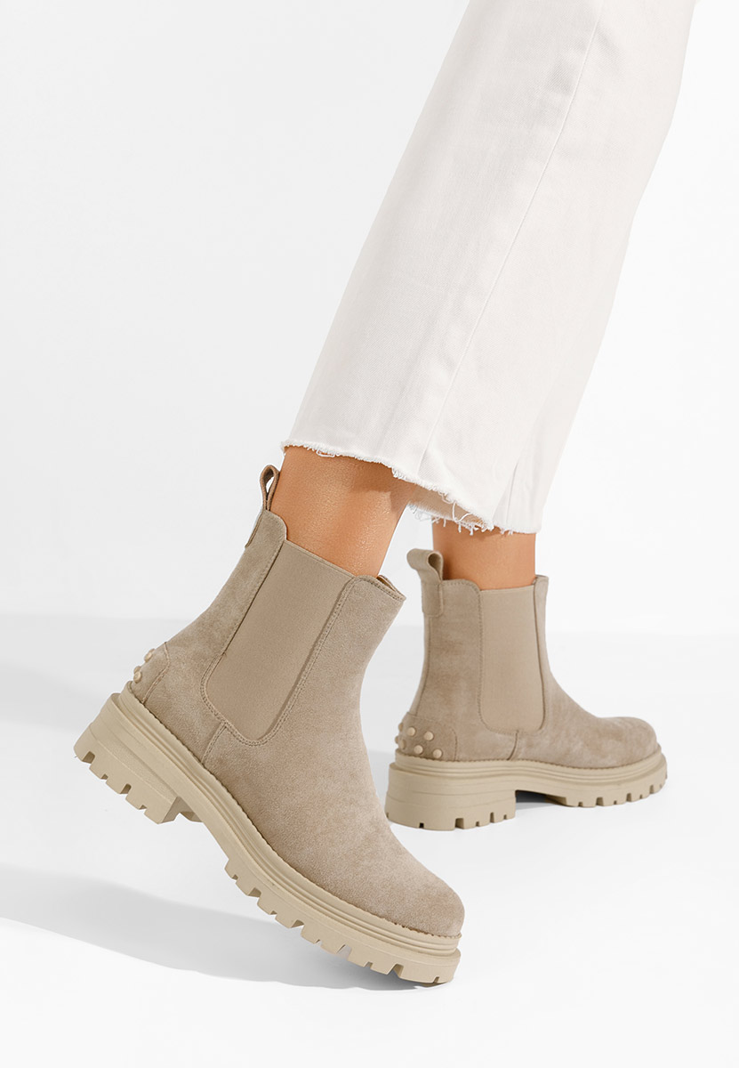 Stivaletto chelsea donna Sallia beige