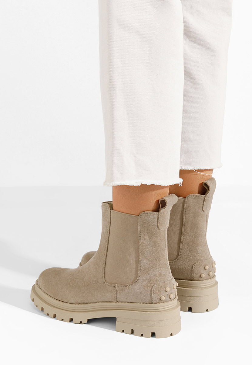 Stivaletto chelsea donna Sallia beige