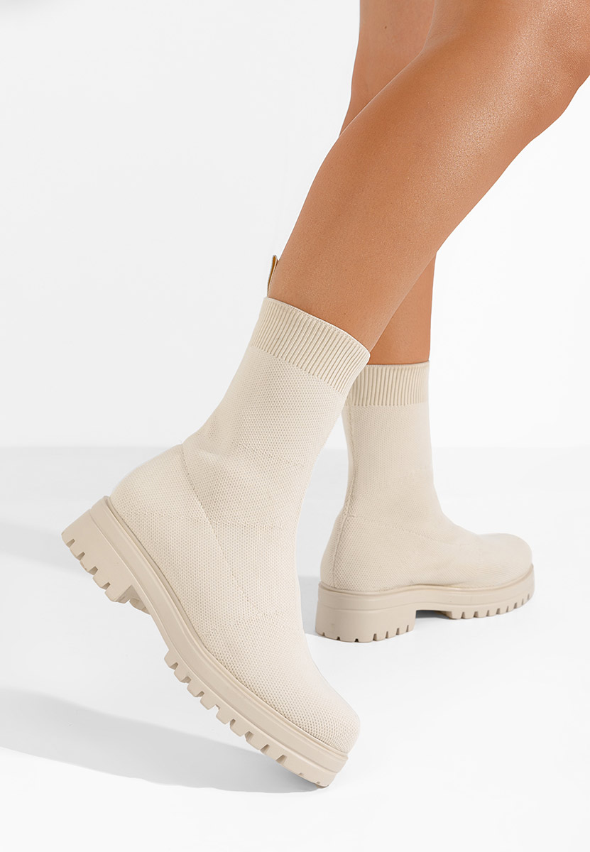 Stivaletti donna tipo calzino Savimenia Beige