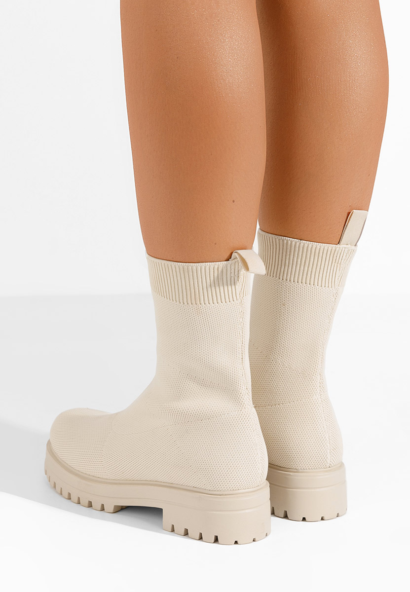 Stivaletti donna tipo calzino Savimenia Beige