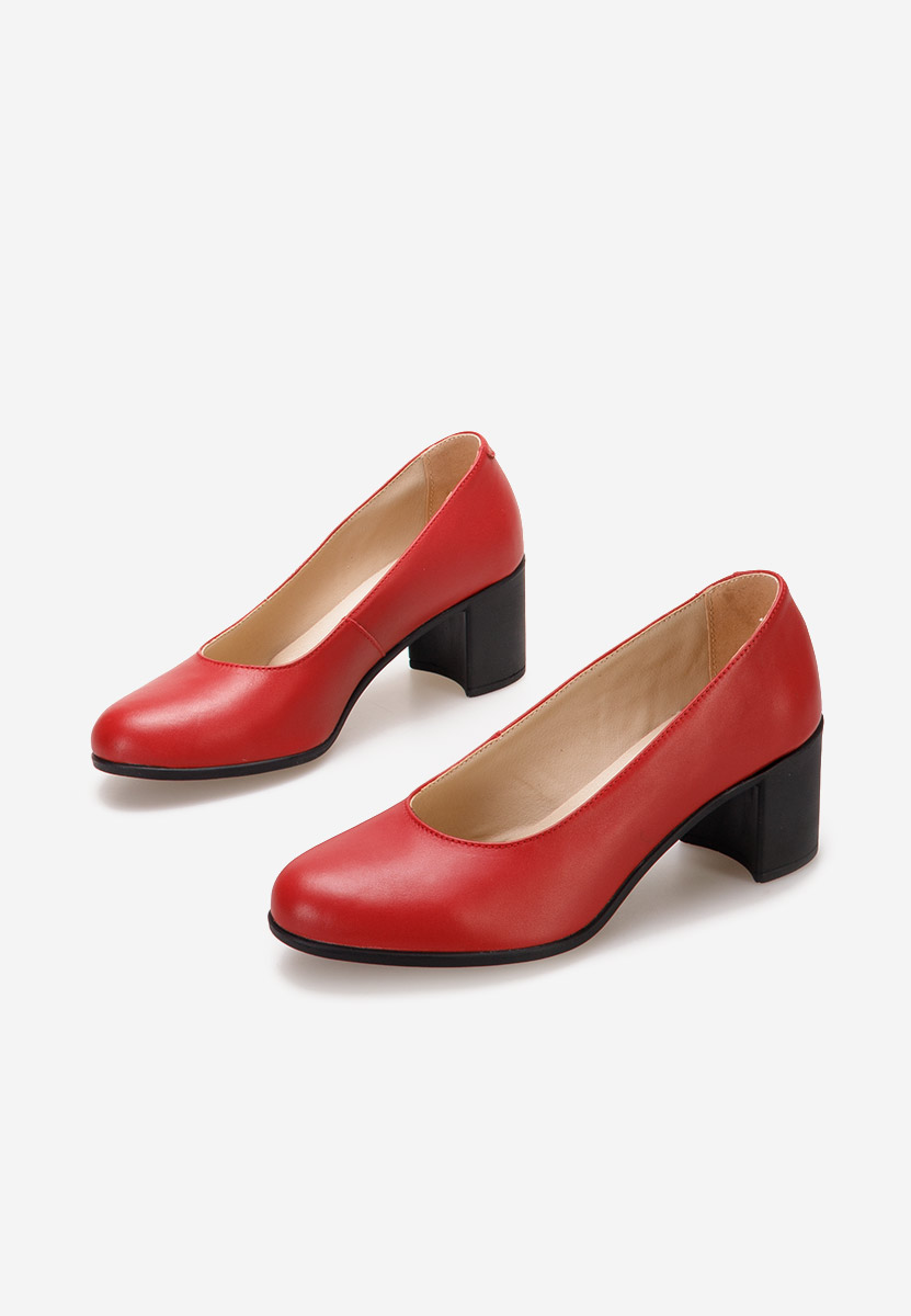 Décolleté tacco largo in pelle Dalida V3 rosso