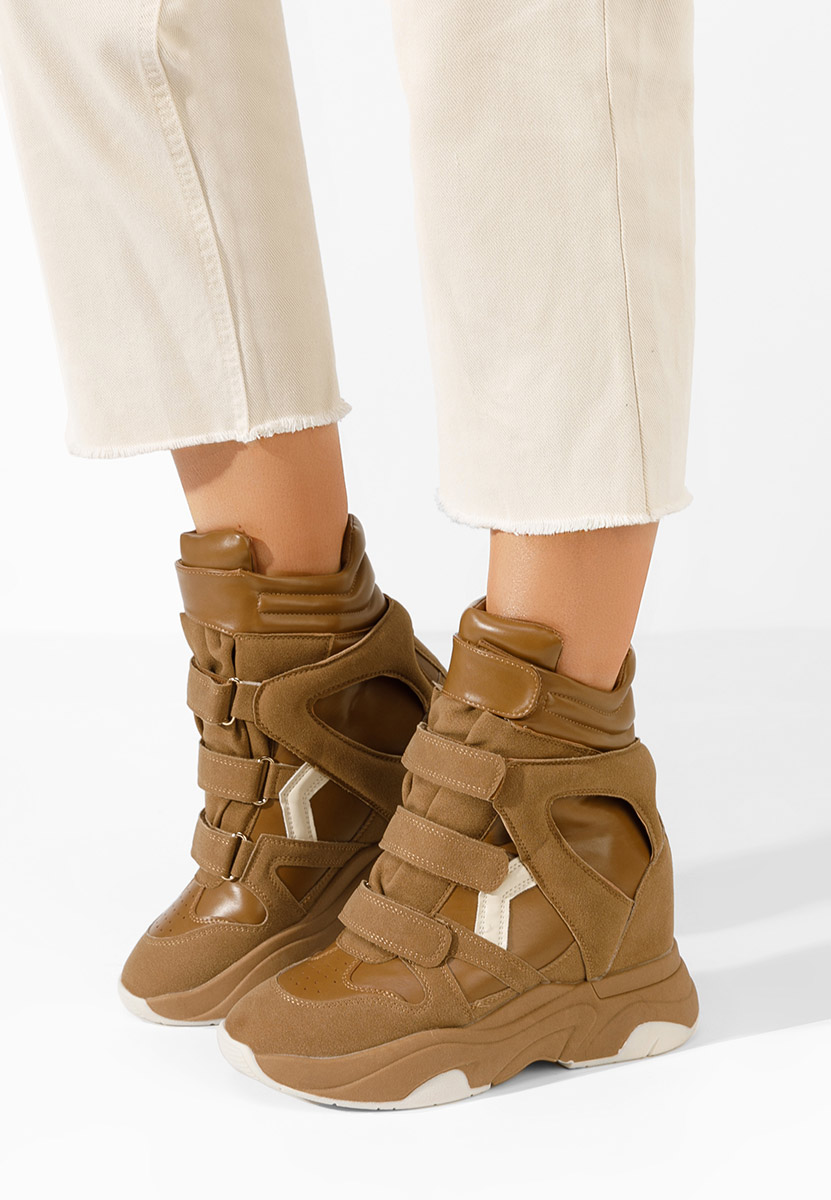 Sneakers con zeppa Kata camel