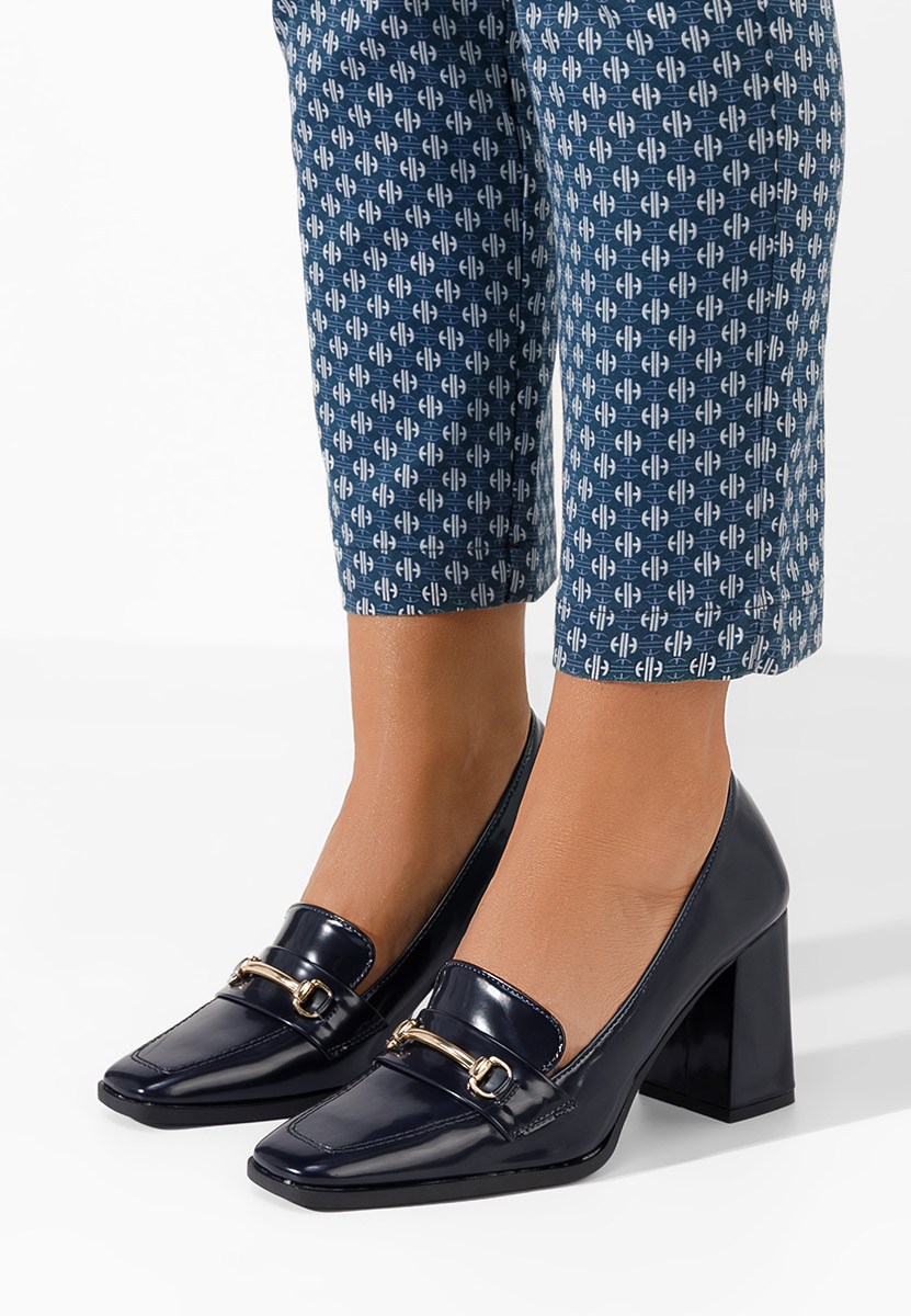 Mocassini con tacco Noriana blu marine