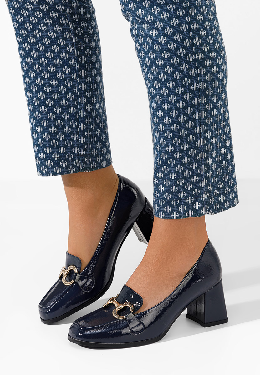 Mocassini con tacco Velosa blu marine