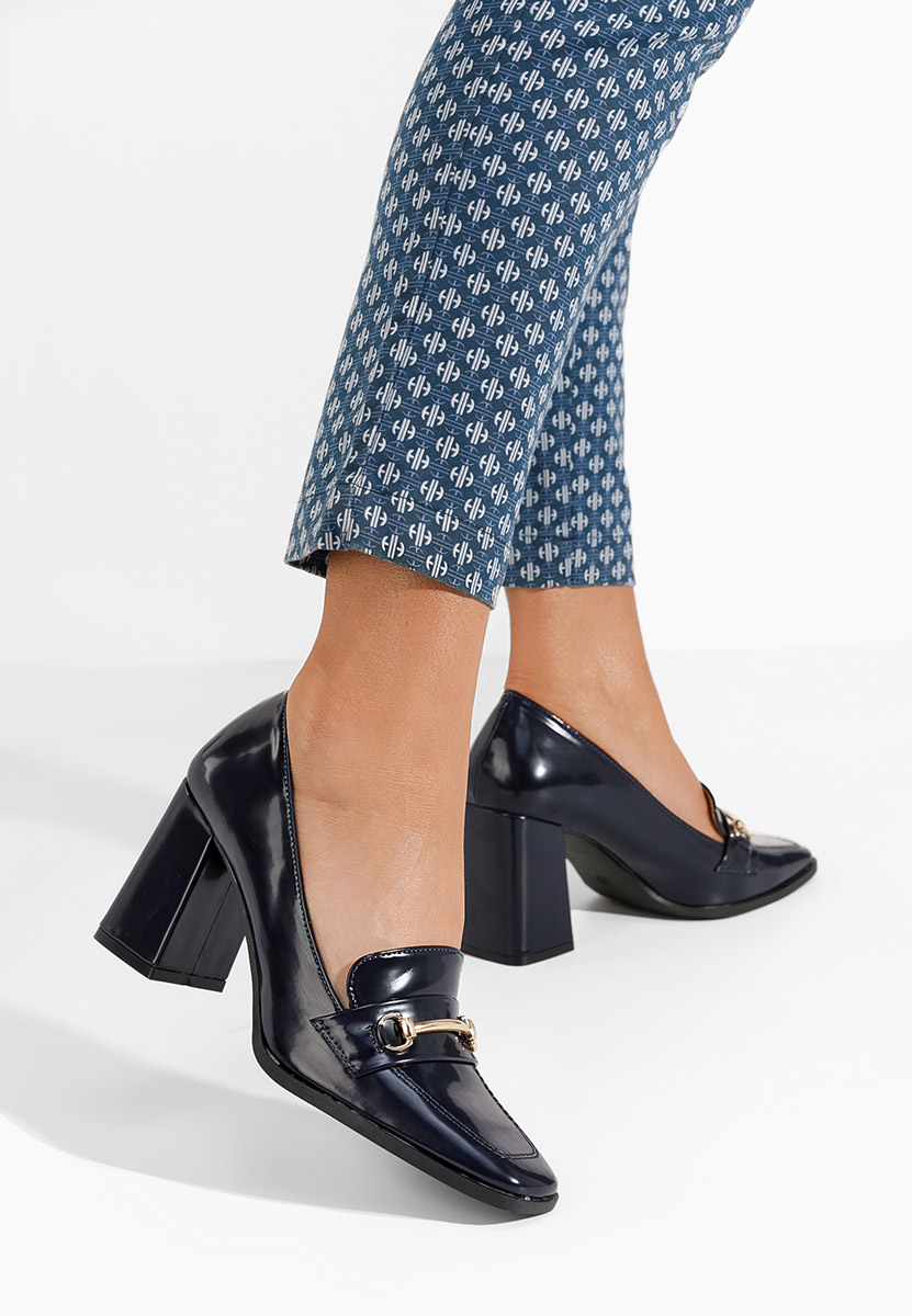 Mocassini con tacco Noriana blu marine