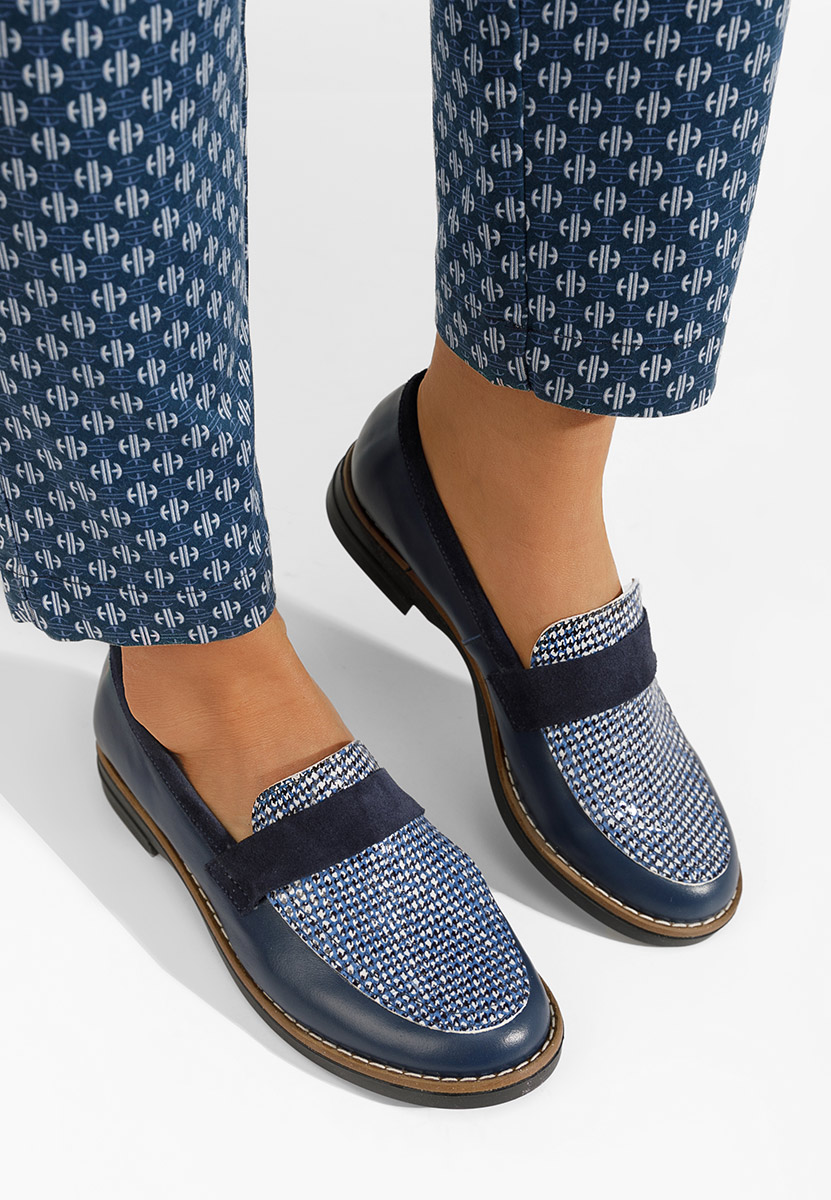Mocassini donna pelle Aleda Blu marine