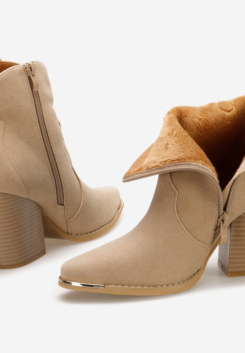 Tronchetti con tacco largo Fresca Beige
