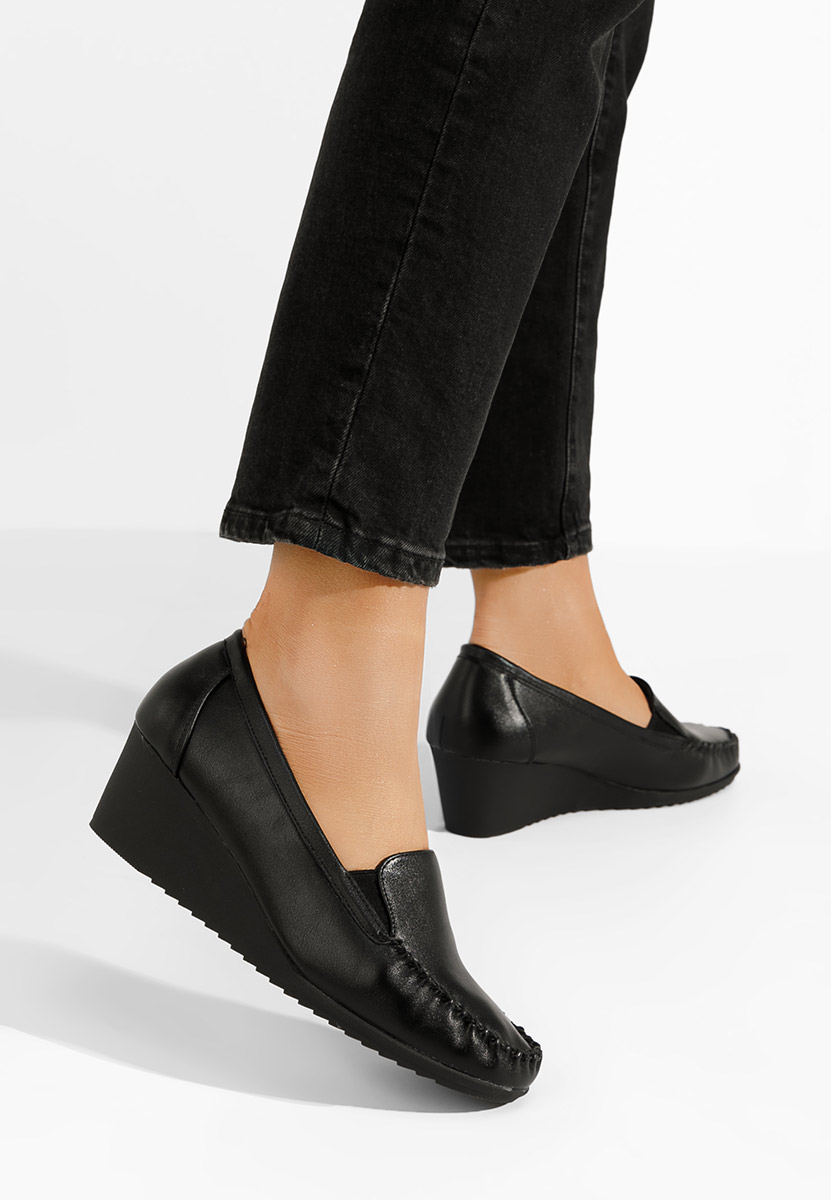 Mocassini donna platform Alpha Nero