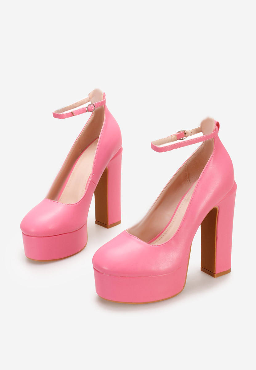 Décolleté tacco largo e plateau Matea rosa