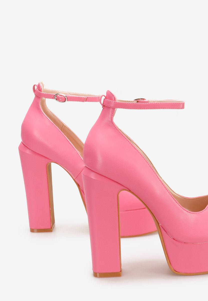 Décolleté tacco largo e plateau Matea rosa