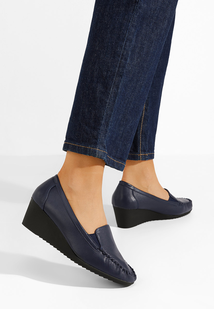 Mocassini donna platform Alpha Blu marine