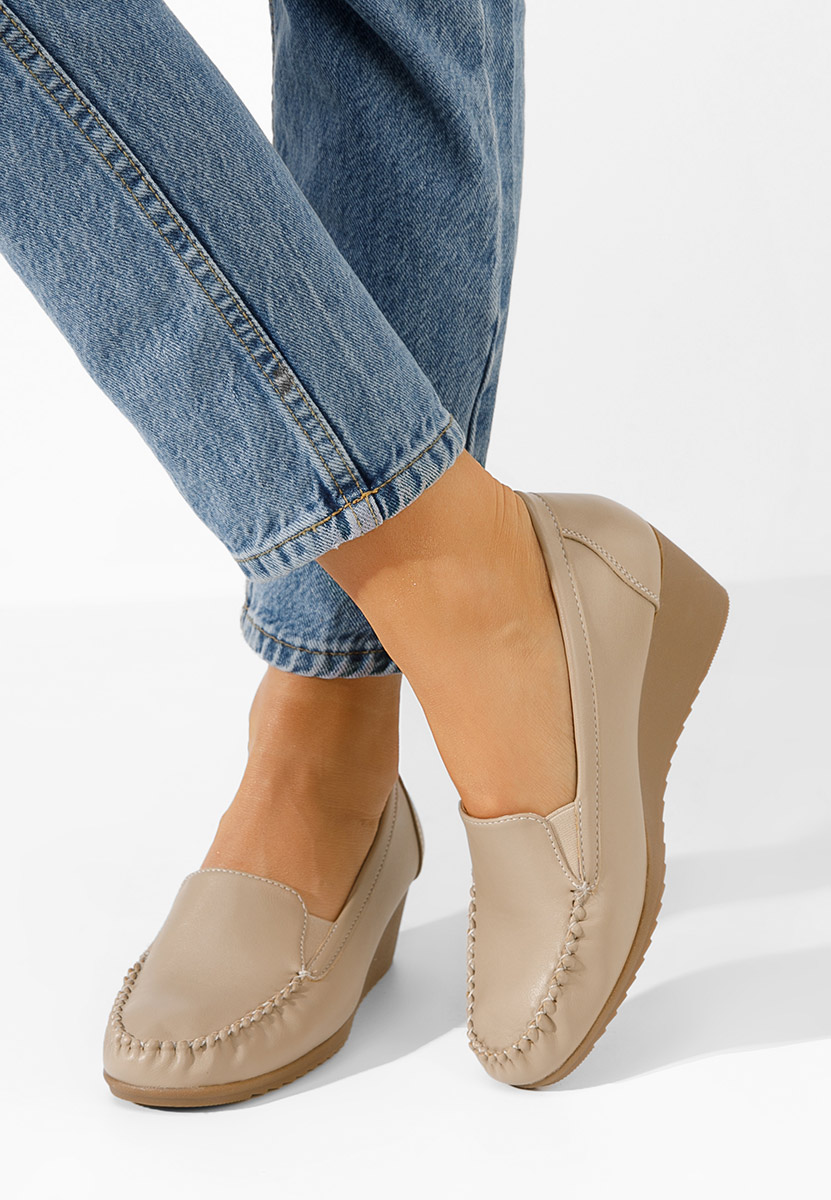 Mocassini donna platform Alpha Beige