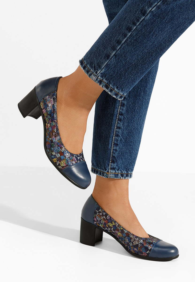 Décolleté tacco largo in pelle Judy V2 Colorate