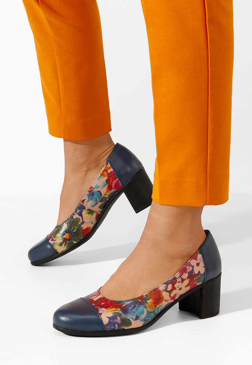 Décolleté tacco largo in pelle Judy Colorate