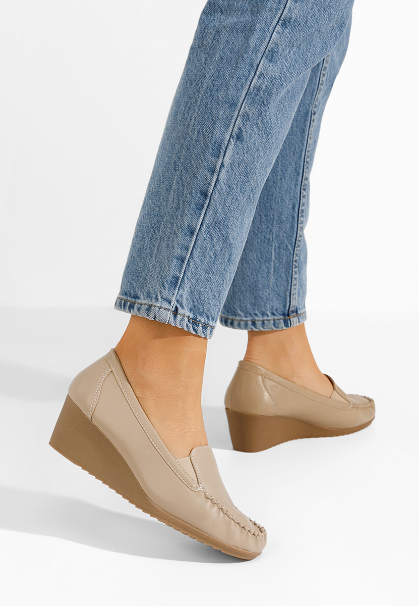 Mocassini donna platform Alpha Beige