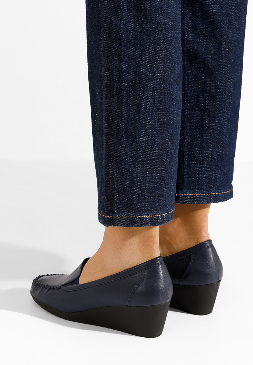 Mocassini donna platform Alpha Blu marine