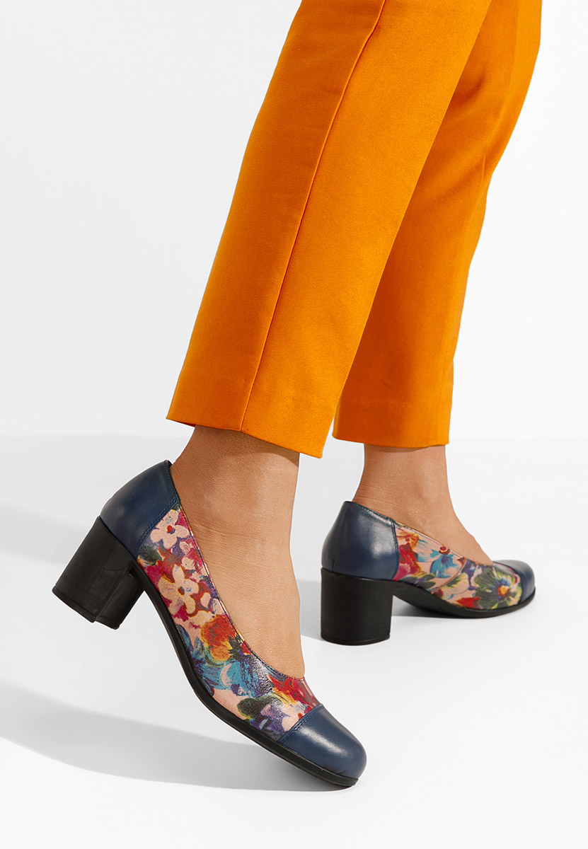 Décolleté tacco largo in pelle Judy Colorate