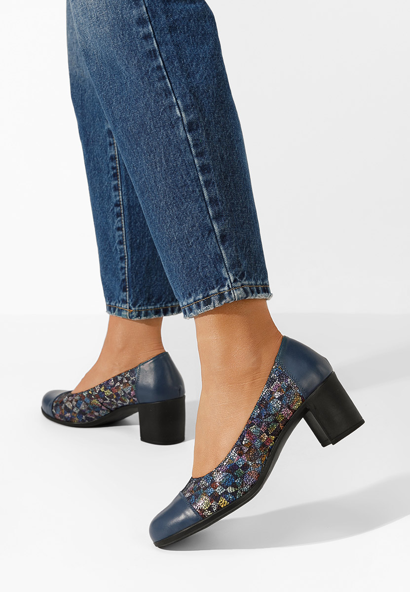 Décolleté tacco largo in pelle Judy V2 Colorate