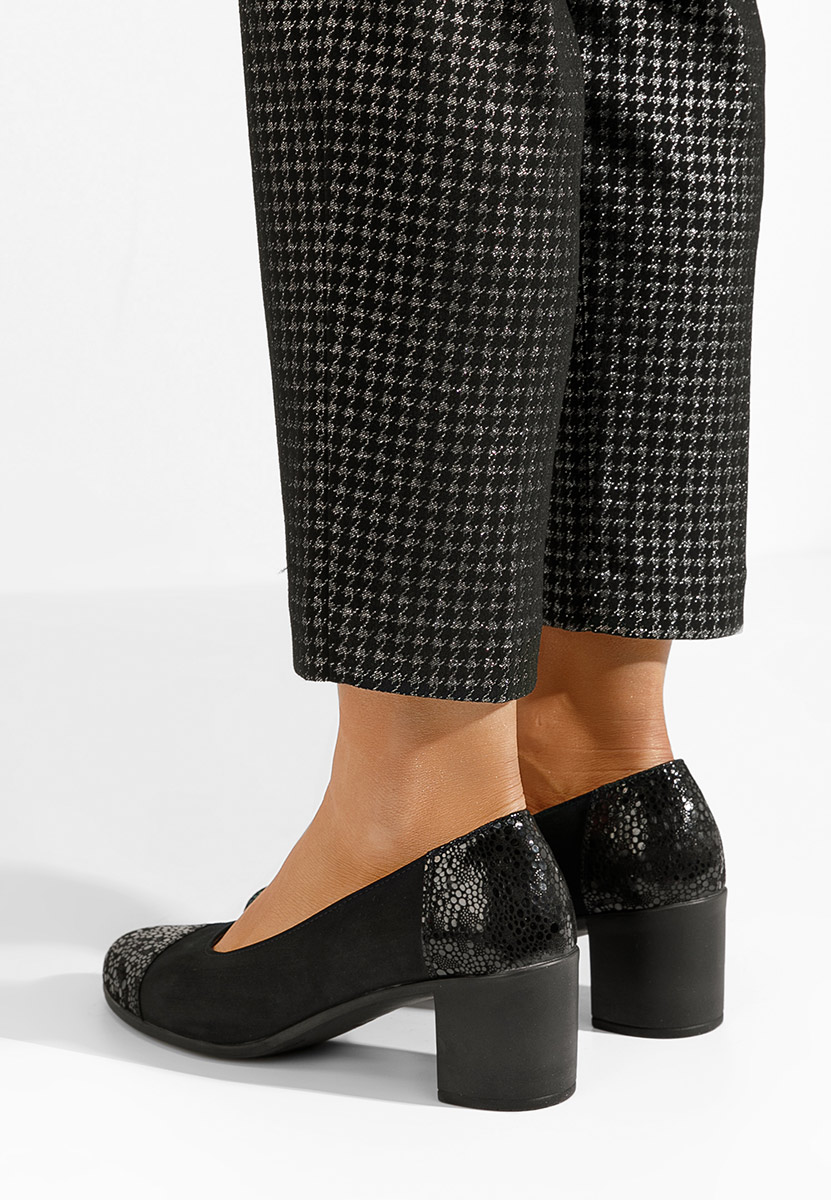 Décolleté tacco largo in pelle Judy V2 Nero