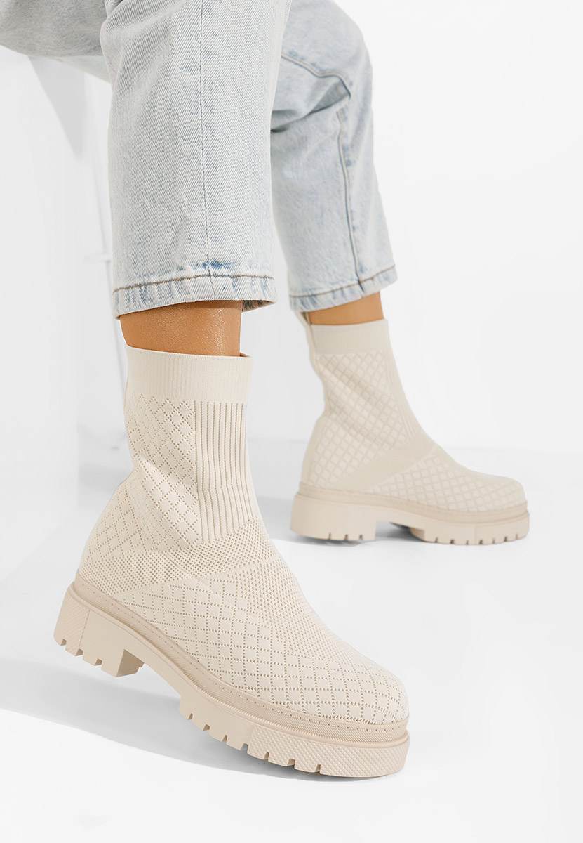 Stivaletti donna tipo calzino Maleina Beige