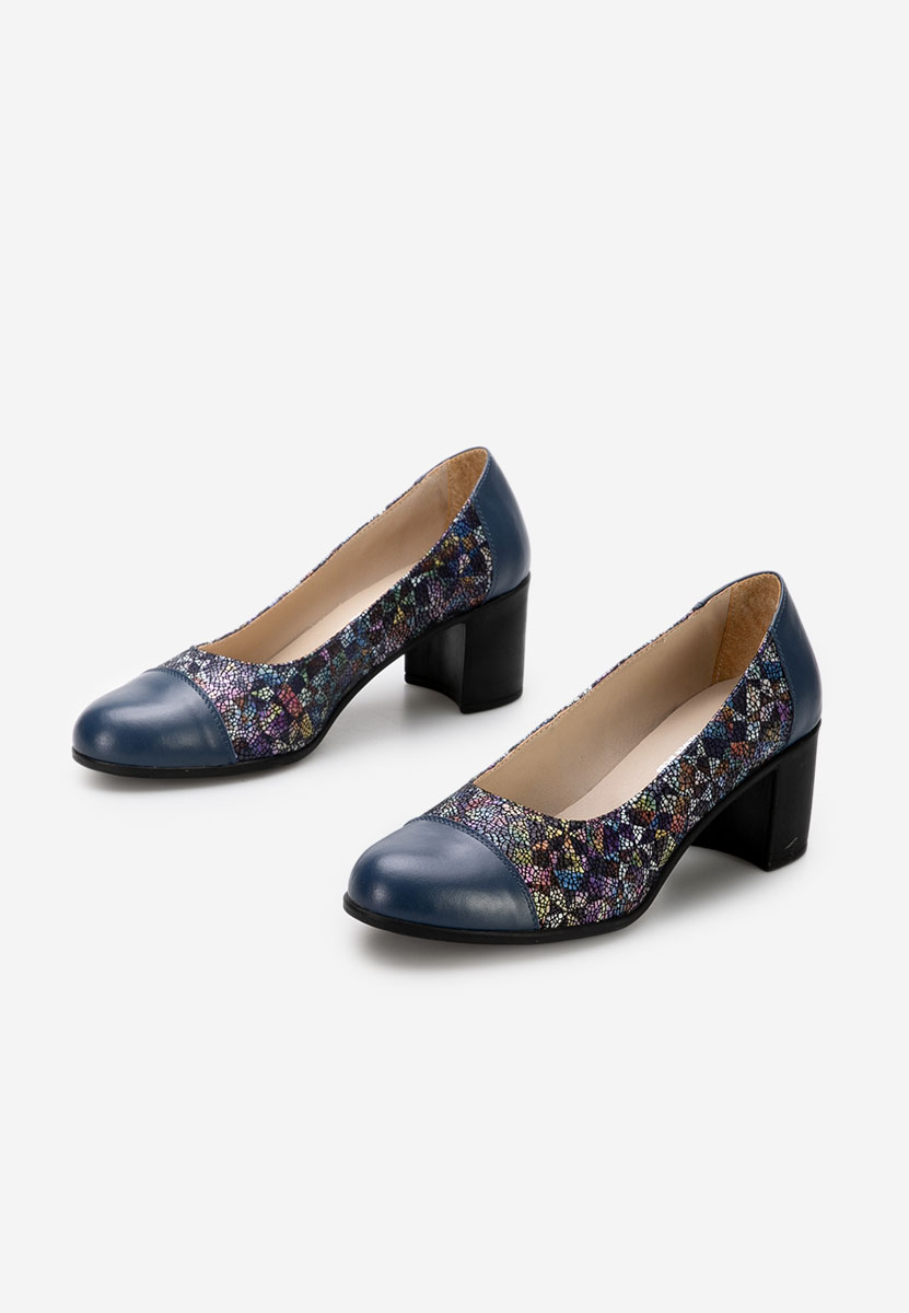 Décolleté tacco largo in pelle Judy V2 Colorate