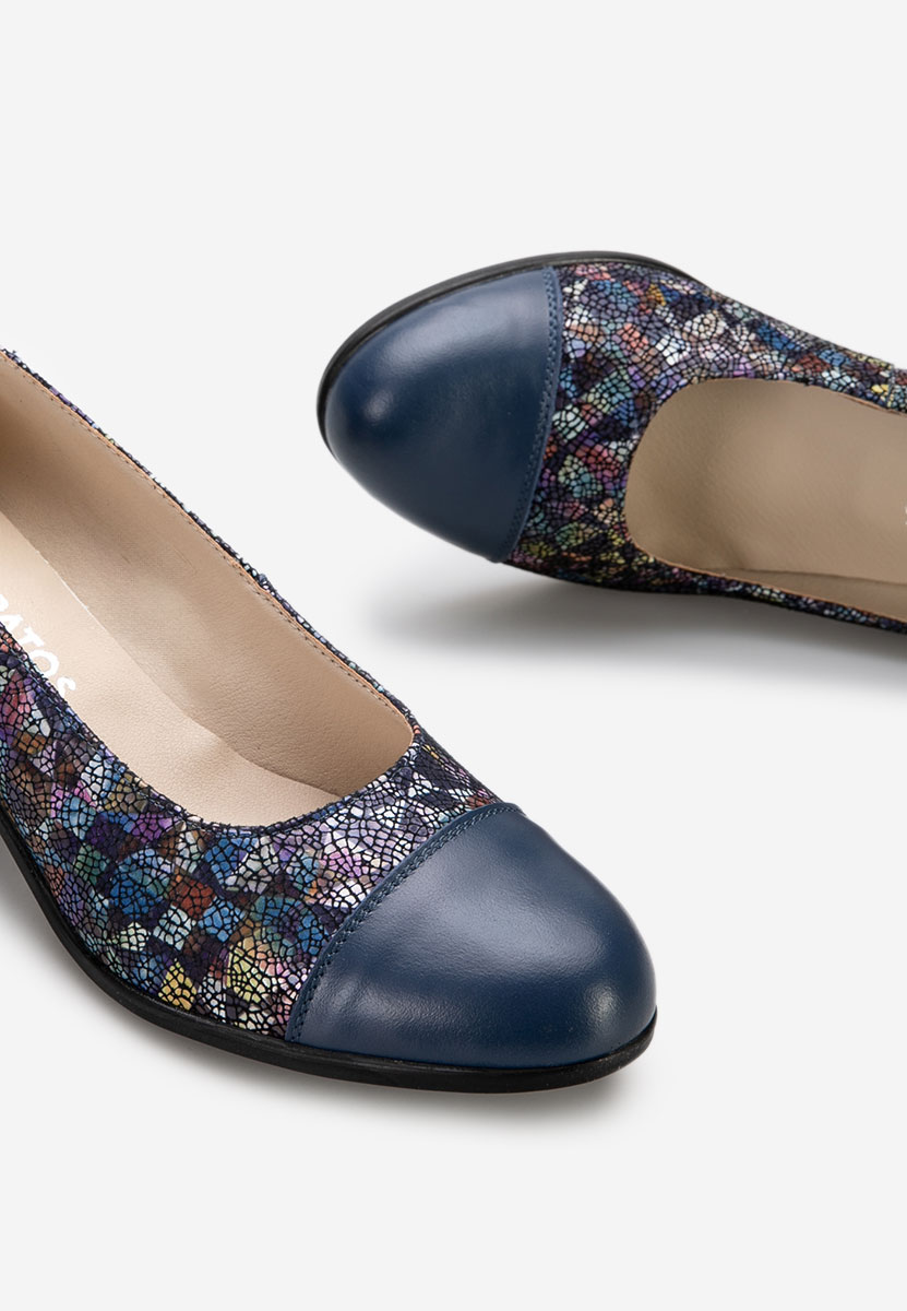 Décolleté tacco largo in pelle Judy V2 Colorate