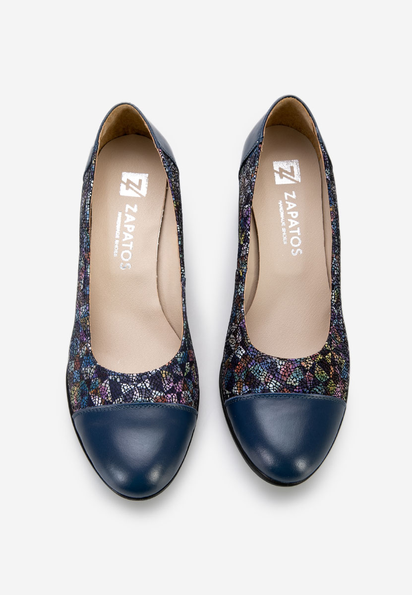 Décolleté tacco largo in pelle Judy V2 Colorate