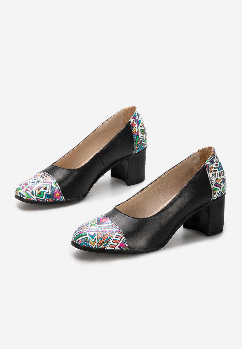 Décolleté tacco largo in pelle Judy V6 Nero