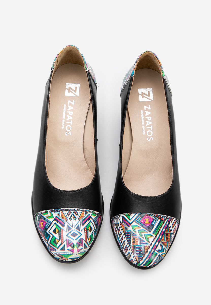 Décolleté tacco largo in pelle Judy V6 Nero