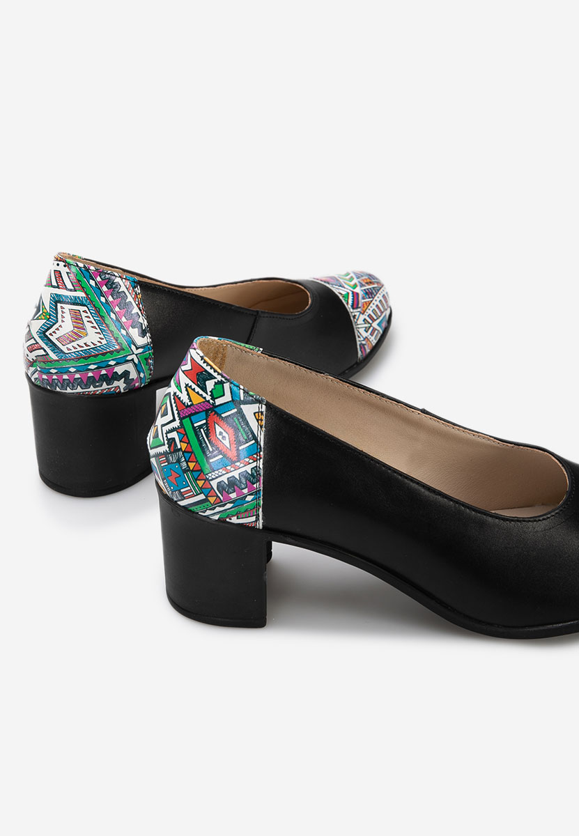 Décolleté tacco largo in pelle Judy V6 Nero