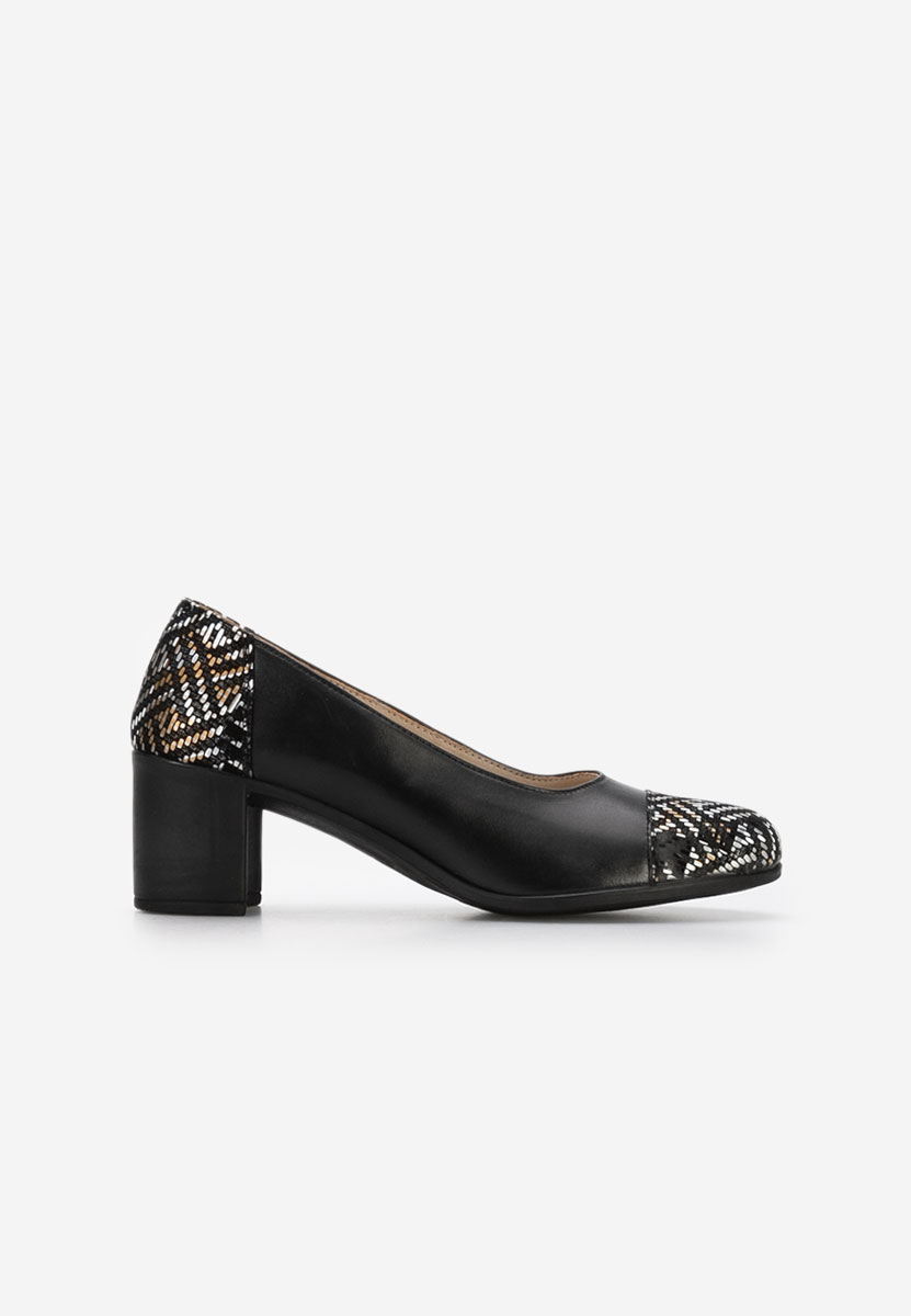 Décolleté tacco largo in pelle Judy V7 Nero