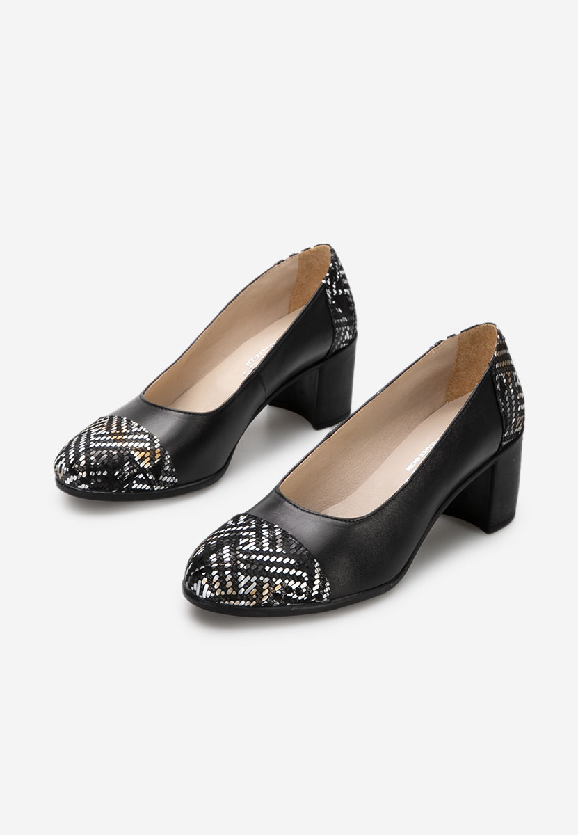 Décolleté tacco largo in pelle Judy V7 Nero