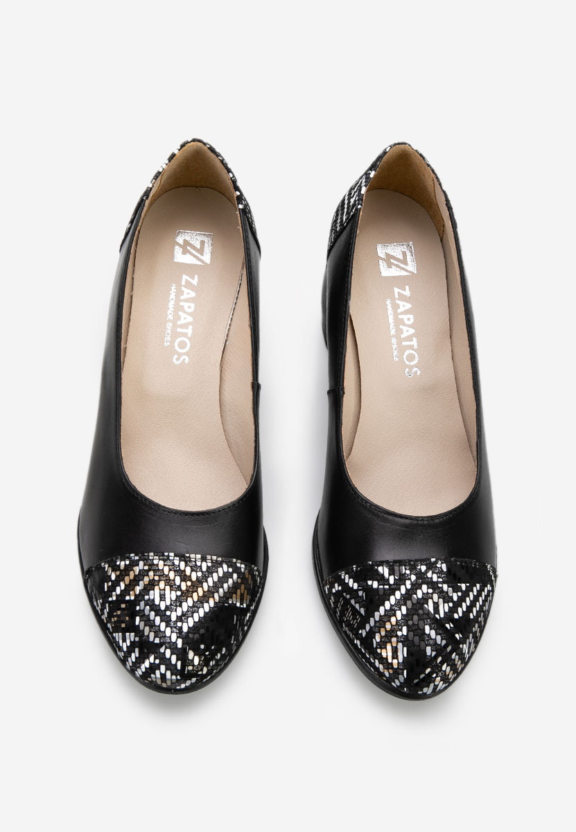 Décolleté tacco largo in pelle Judy V7 Nero