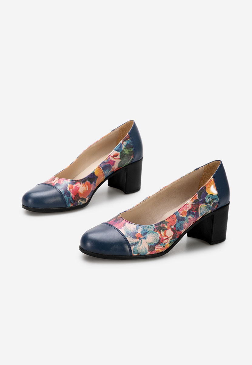 Décolleté tacco largo in pelle Judy Colorate