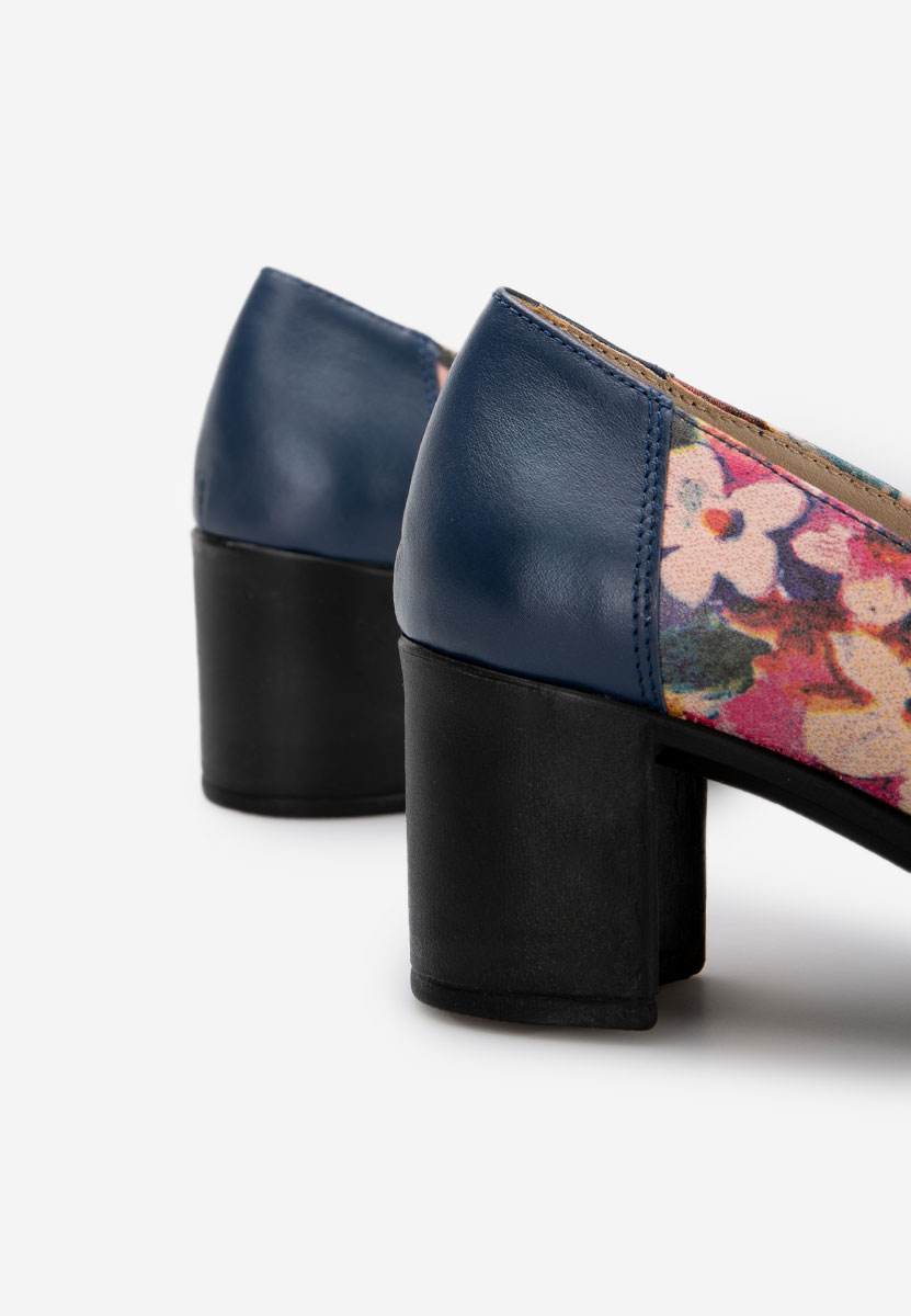 Décolleté tacco largo in pelle Judy Colorate