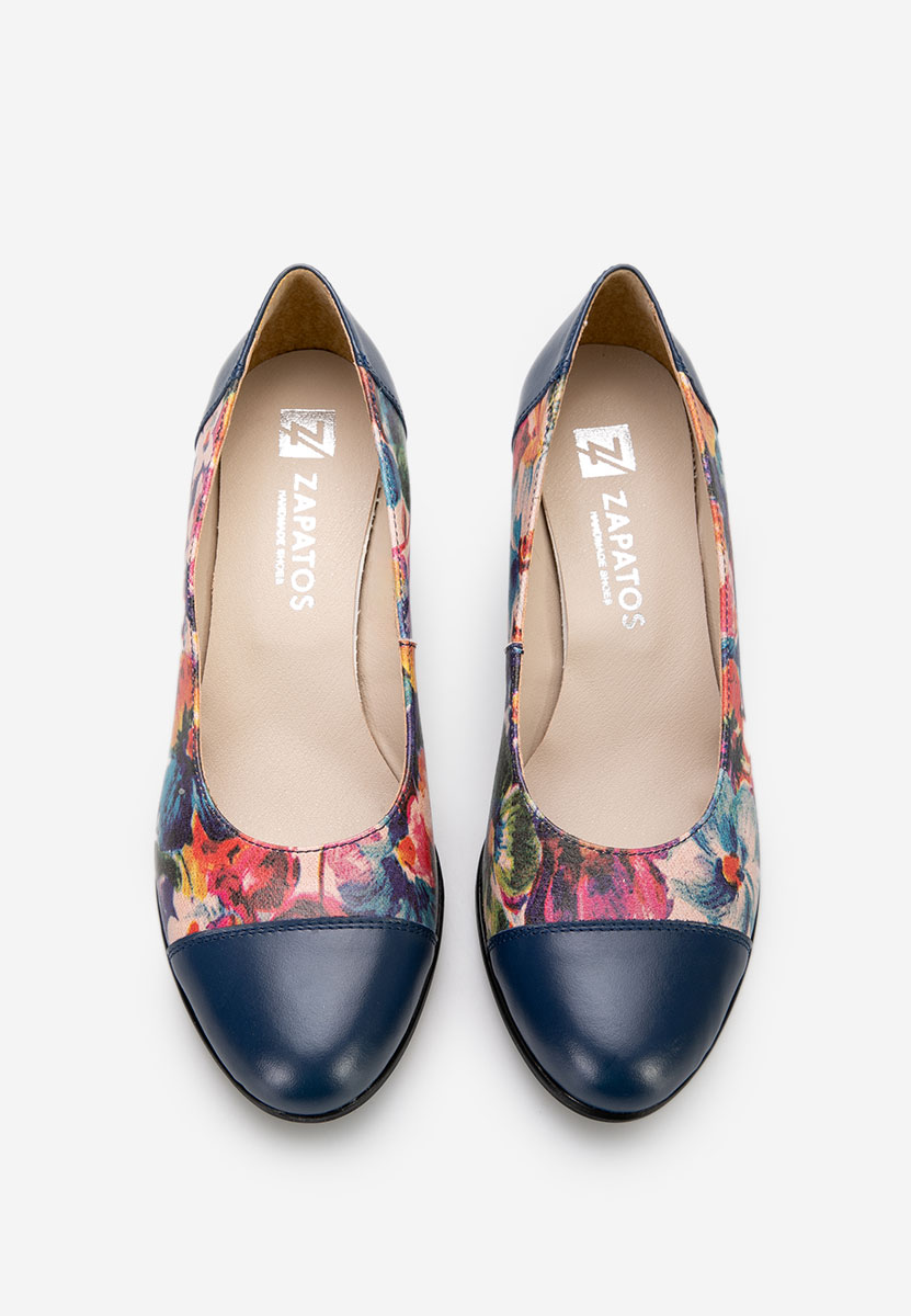 Décolleté tacco largo in pelle Judy Colorate