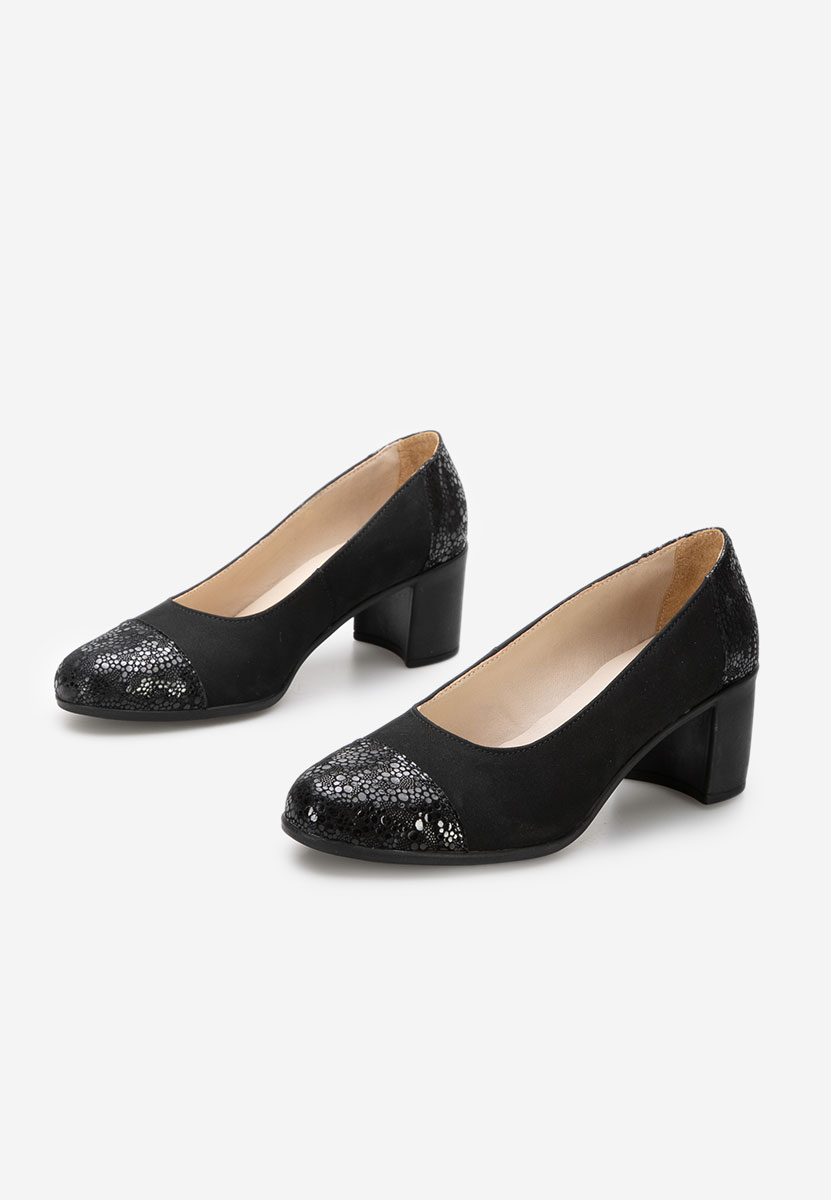 Décolleté tacco largo in pelle Judy V2 Nero