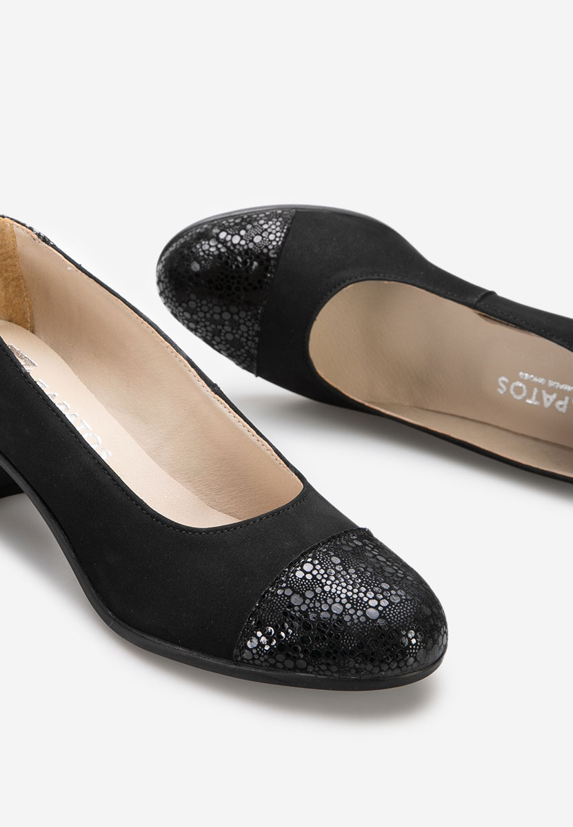 Décolleté tacco largo in pelle Judy V2 Nero