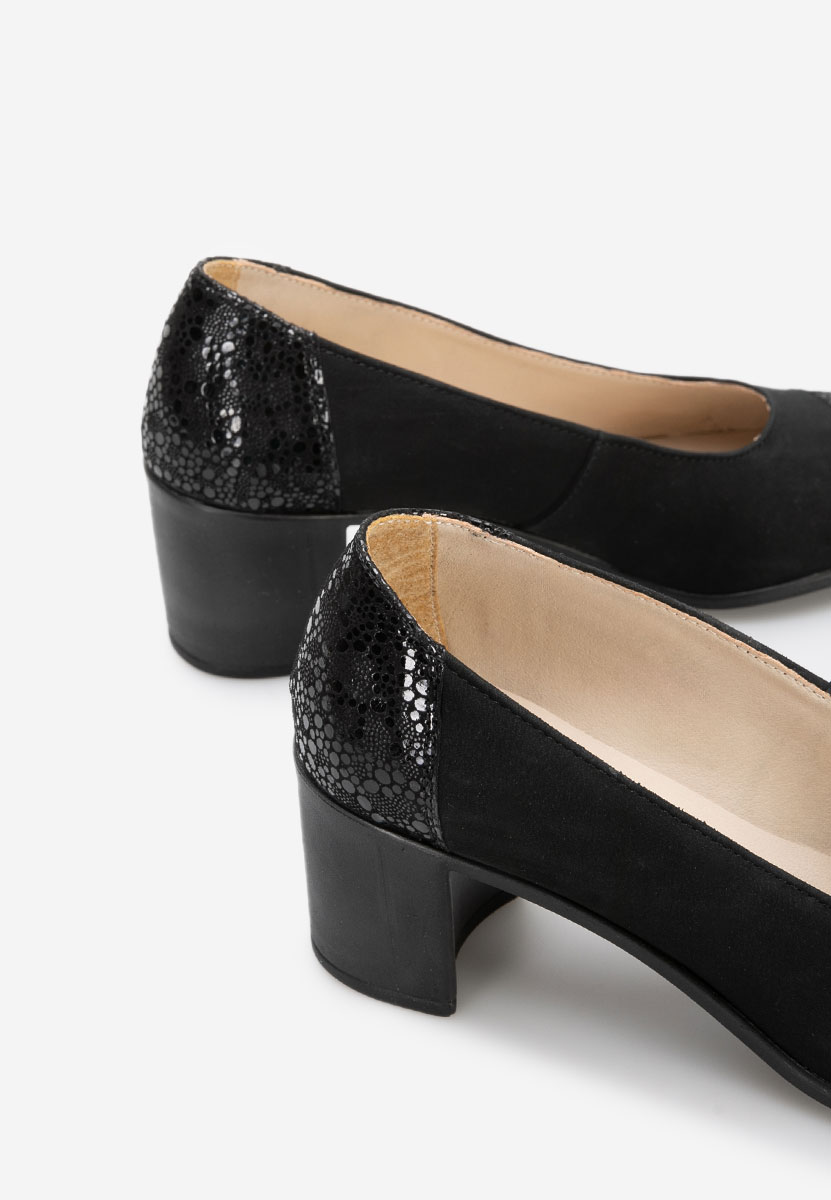 Décolleté tacco largo in pelle Judy V2 Nero