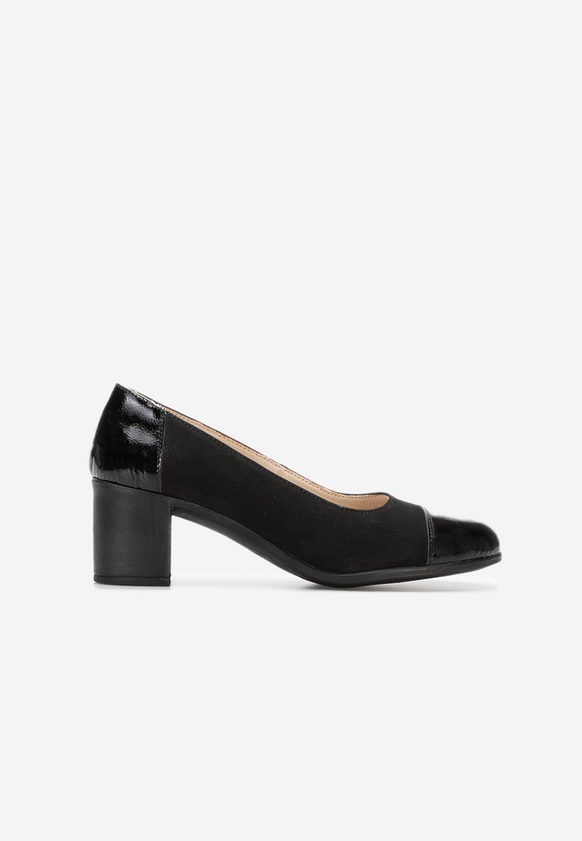 Décolleté tacco largo in pelle Judy V3 Nero