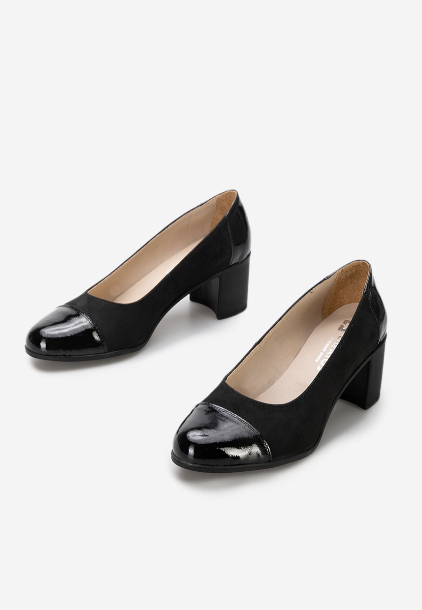 Décolleté tacco largo in pelle Judy V3 Nero