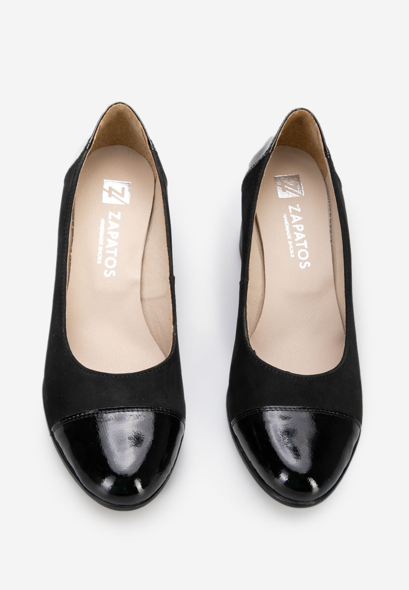 Décolleté tacco largo in pelle Judy V3 Nero